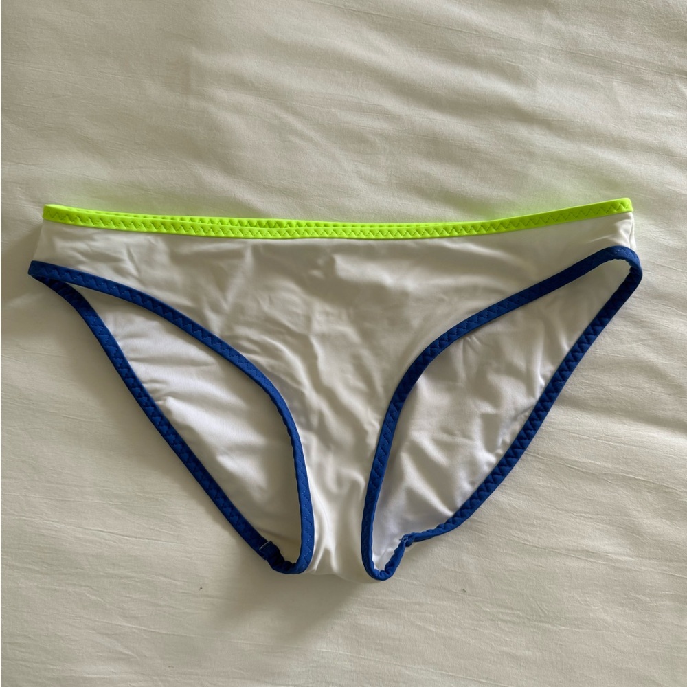Aerie White Bikini Bottom with Neon Trim
